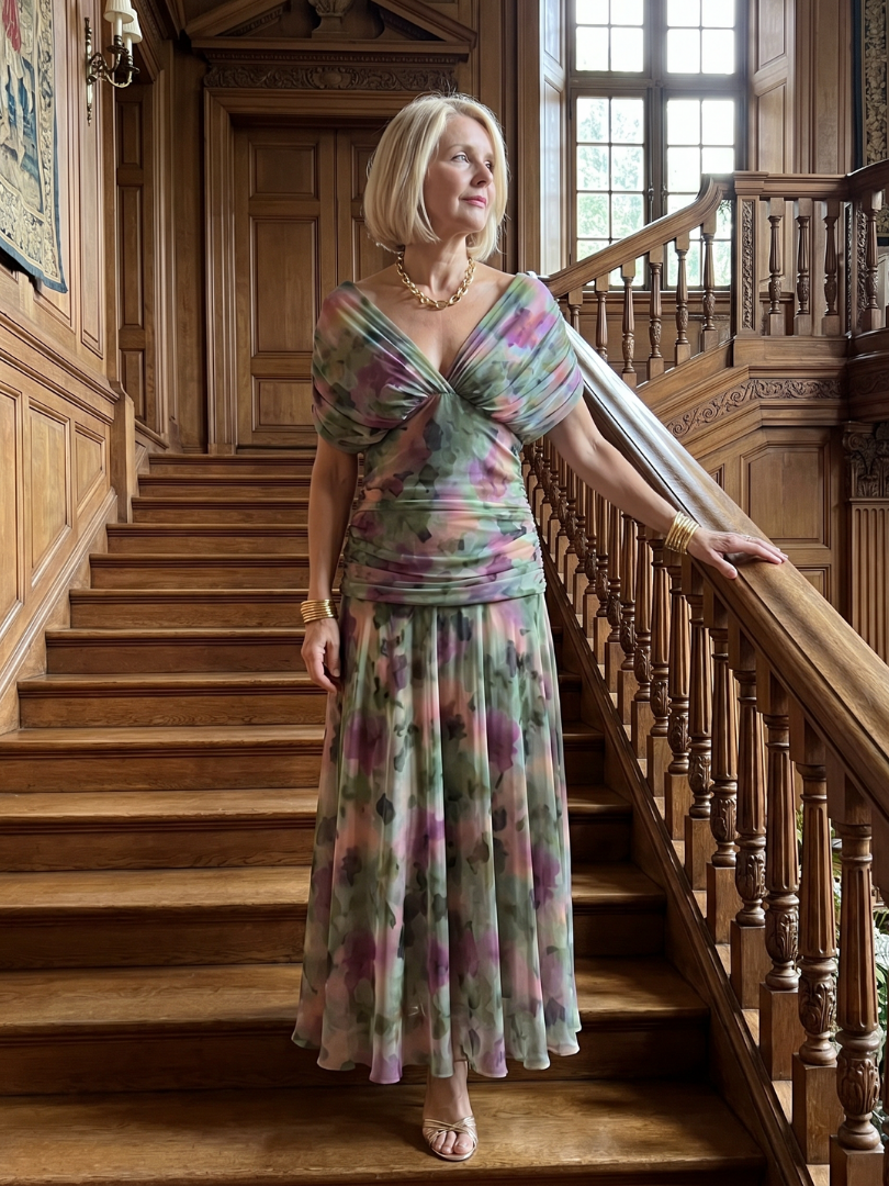 Calen | Flowing Off Shoulder Midi Dress