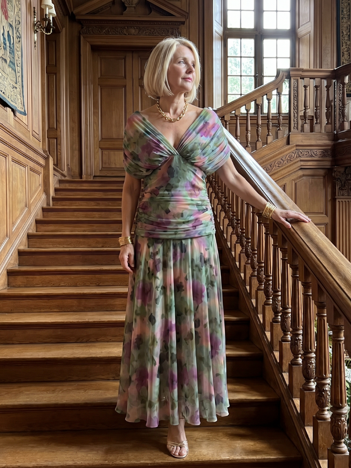 Calen | Flowing Off Shoulder Midi Dress