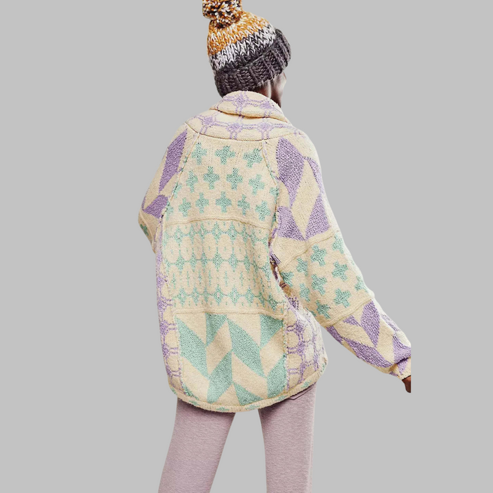 PORTIA™ – Cardigan Oversize Vintage à Boutons avec Col et Manches Longues