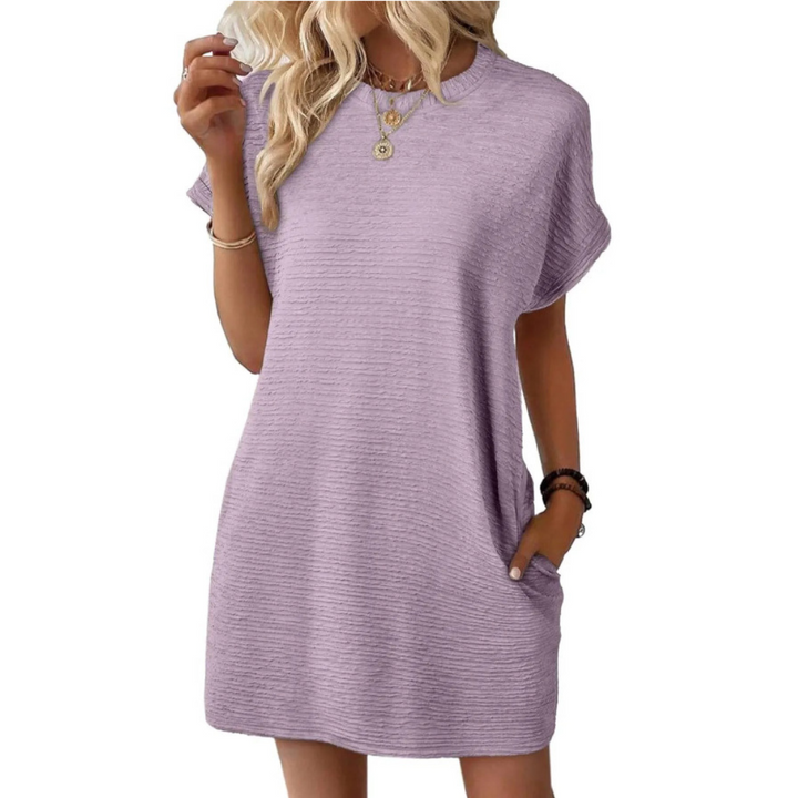 EVASHA™ – Robe d'été décontractée minimaliste à encolure ronde