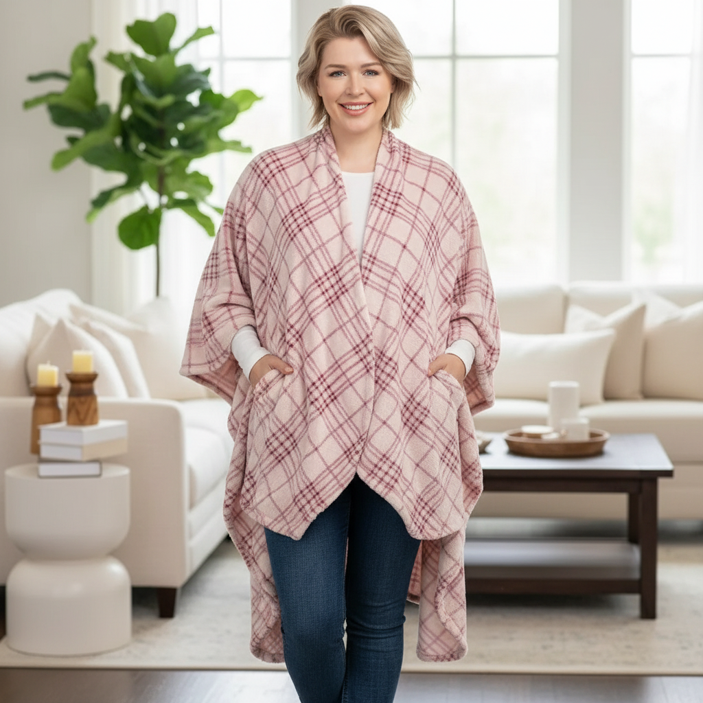 Émeline™ | Veste-Couverture à Carreaux