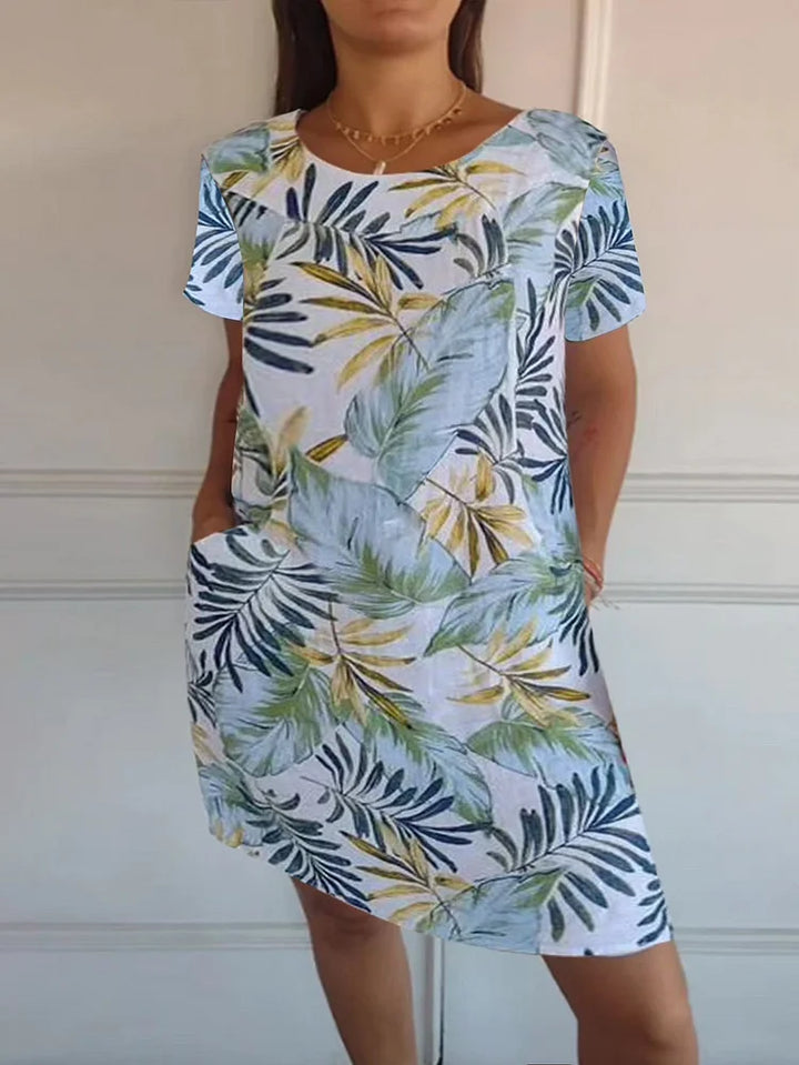 Léonelle™ | Robe d’été imprimée en coton et lin avec poches