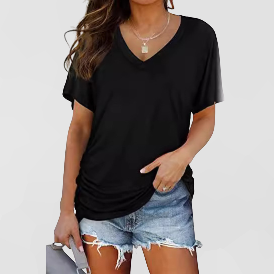 EILY™ – T-Shirt Décontracté à Col V Élégant et Coupe Flatteuse