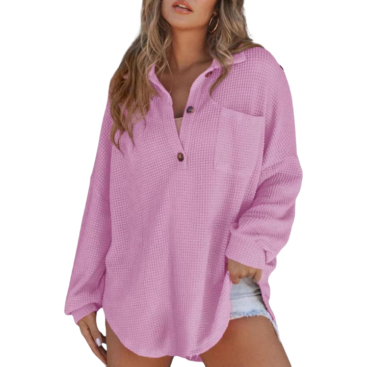 KATHRYN™ – Blouse tunique légère à boutons et décolleté en V décontractée