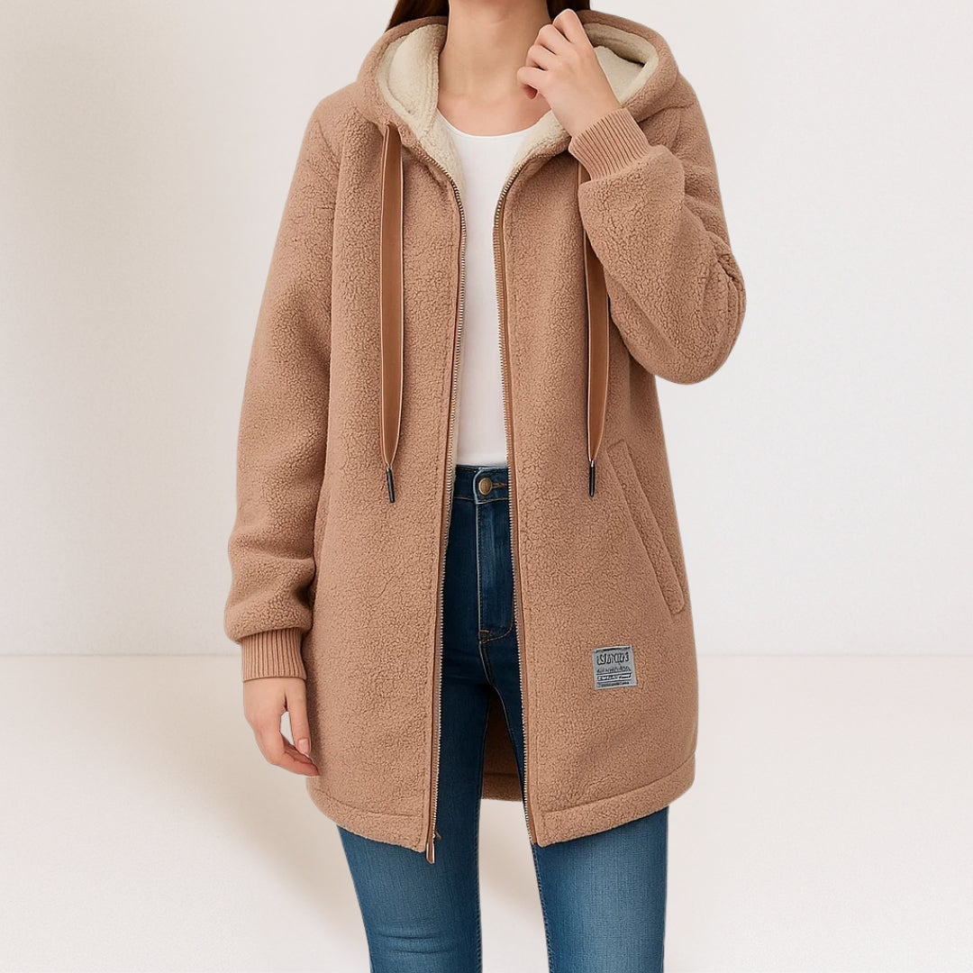 Marceline cosy hooded jacket in Brown