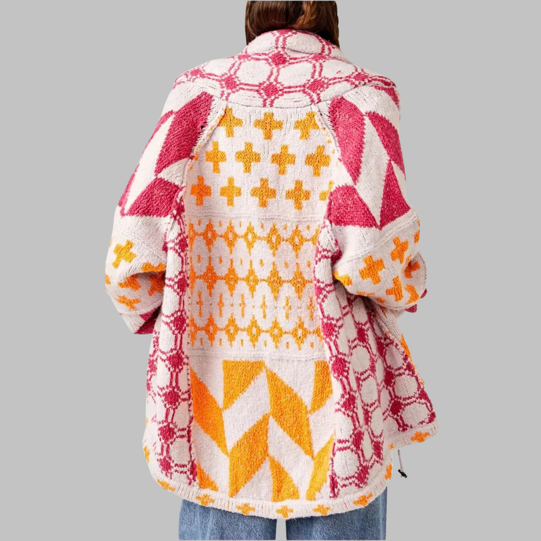 PORTIA™ – Cardigan Oversize Vintage à Boutons avec Col et Manches Longues