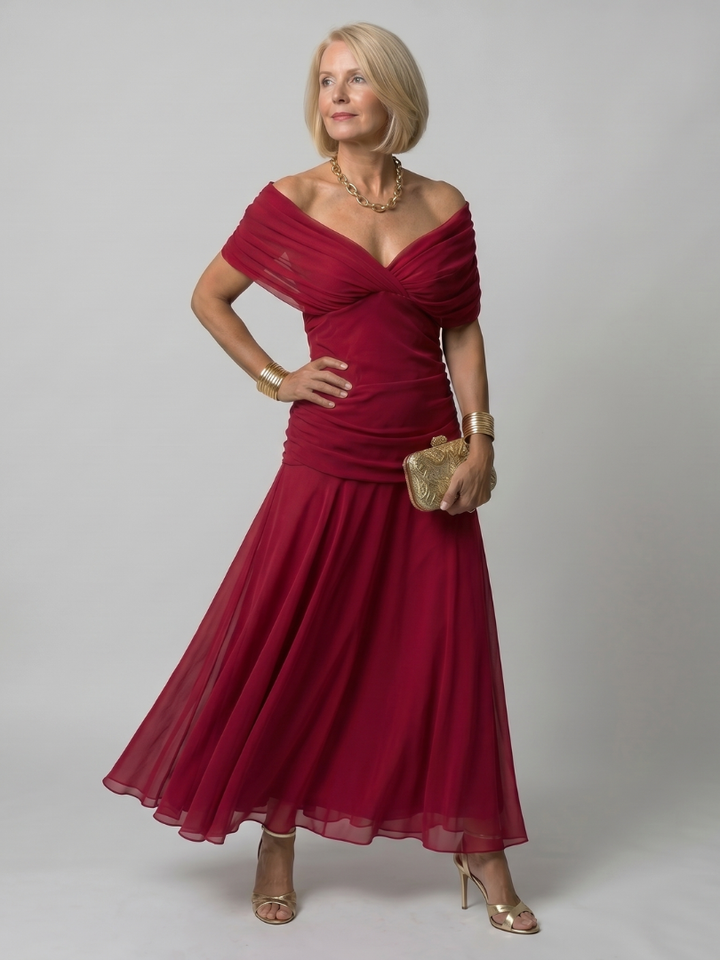 Calen | Flowing Off Shoulder Midi Dress