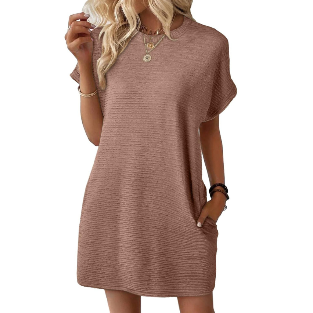 EVASHA™ – Robe d'été décontractée minimaliste à encolure ronde
