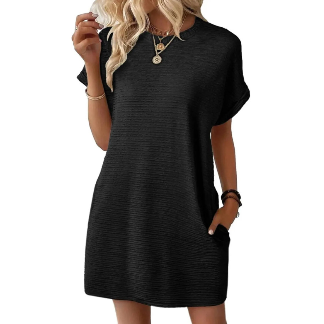 EVASHA™ – Robe d'été décontractée minimaliste à encolure ronde