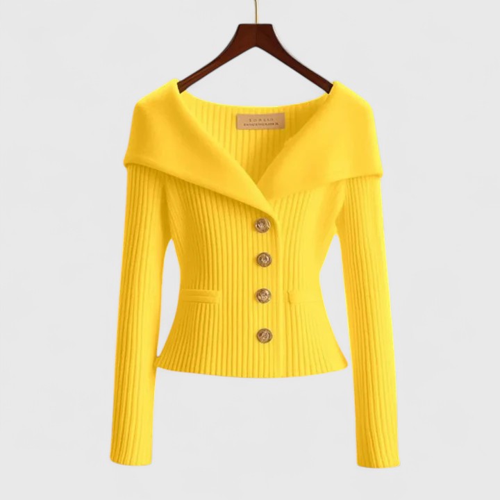 KARIS™ – Veste en Maille Boutonnée Épaules Dénudées