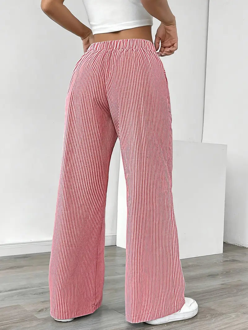 Elise™ Pantalon Rayé Décontracté