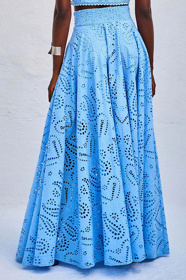 Ensemble Larissa™ Haut Brodé & Jupe Maxi Taille Haute | Élégant Ensemble Deux Pièces