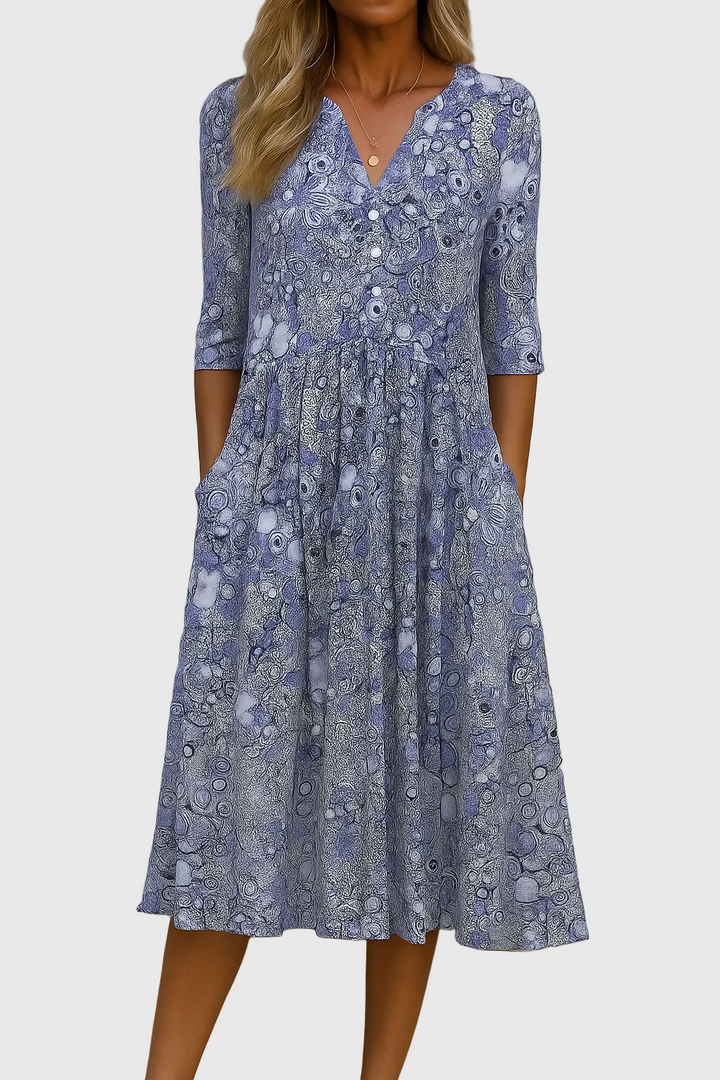 Emma- Elegant V-Neck Midi Dress