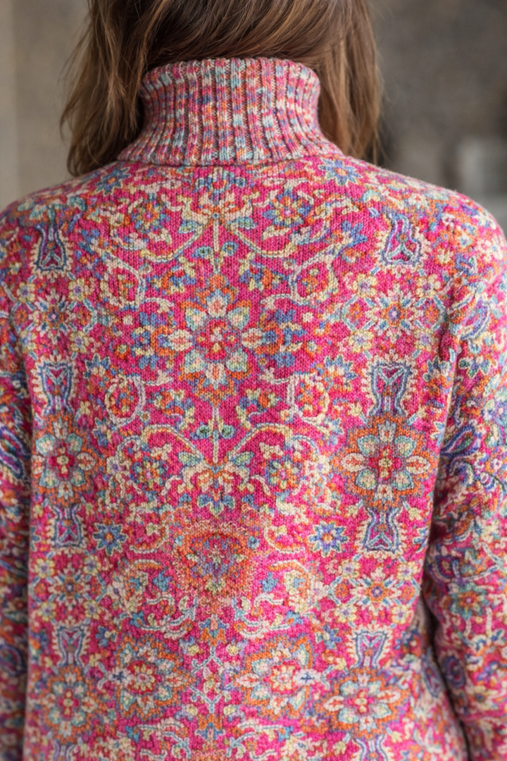 Esme - Retro Floral Turtleneck Sweater