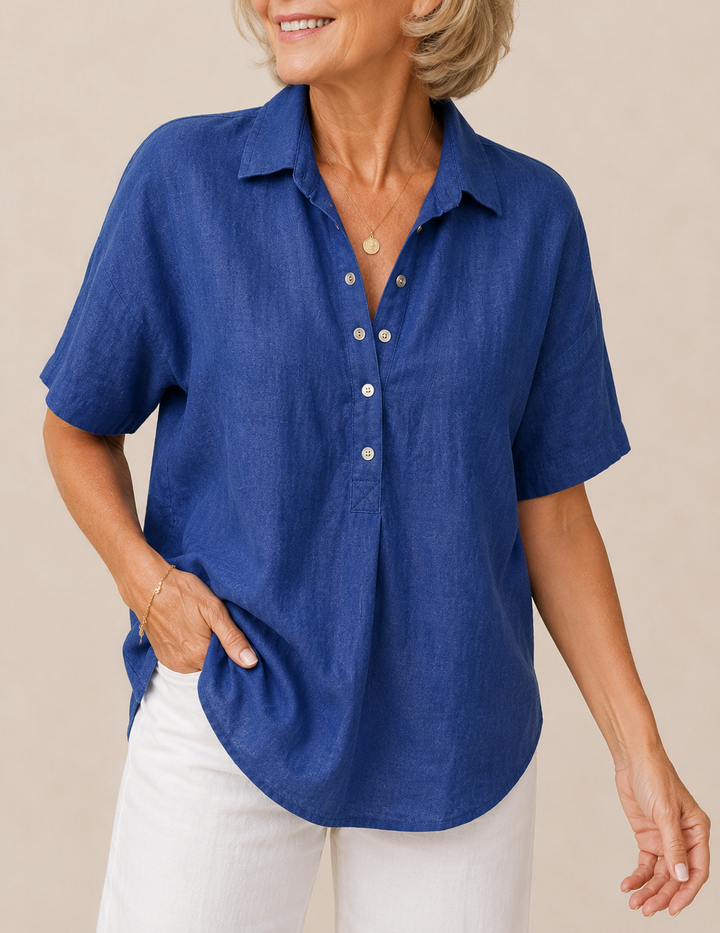 Sonja - Blouse with Collar and Button Detail