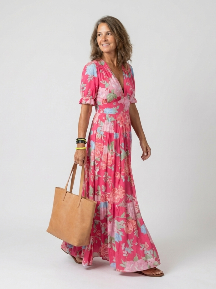 Ione | Floral Dress with Tummy-Concealing Waist