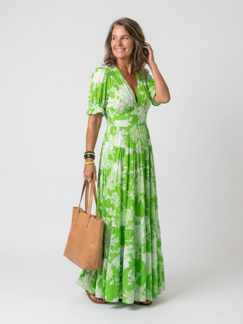 Ione | Floral Dress with Tummy-Concealing Waist