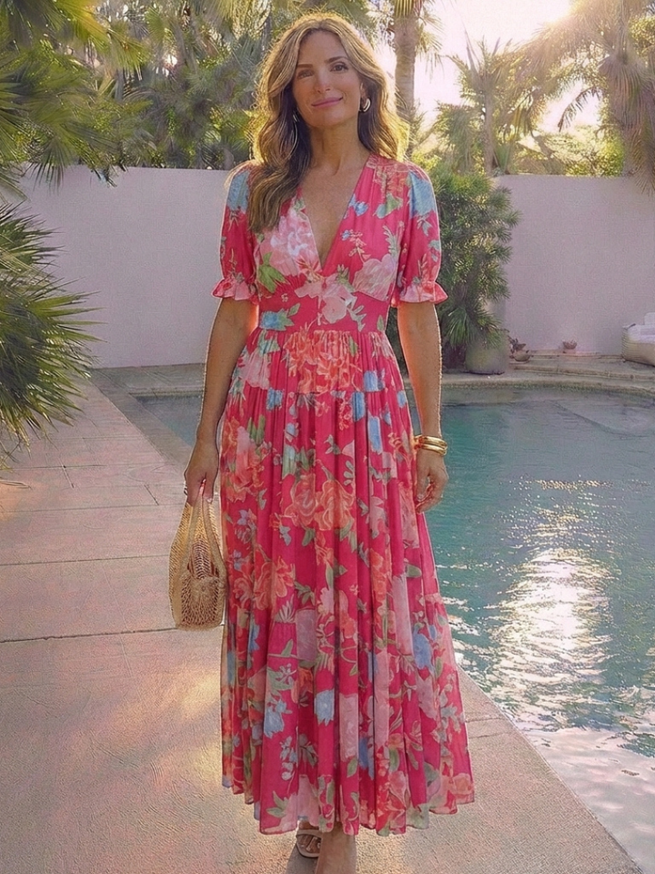 Ione | Floral Dress with Tummy-Concealing Waist