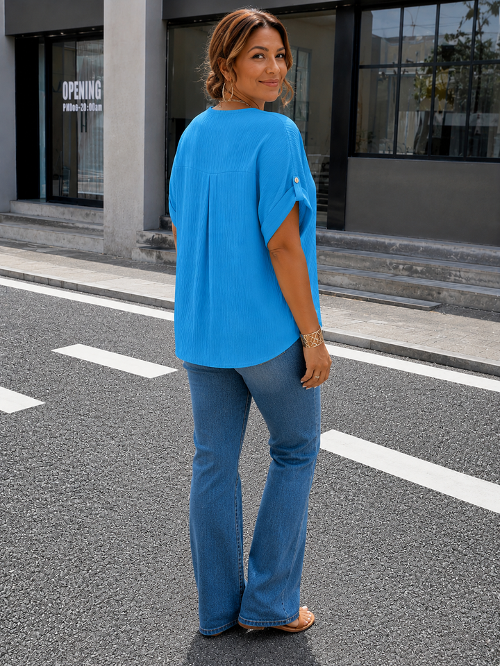 Elara™ | Blouse plissée en V de luxe