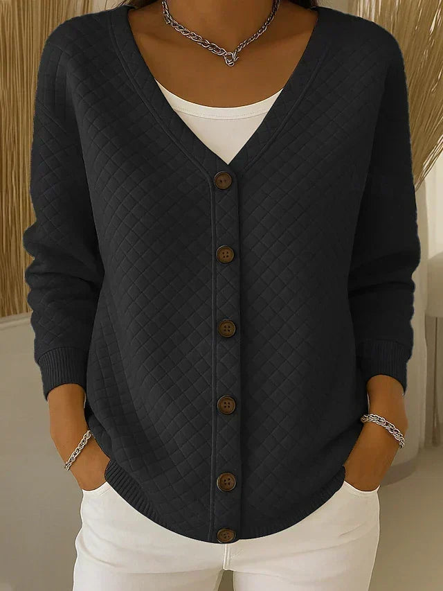 Leonor | Quilted Knit Button Cardigan