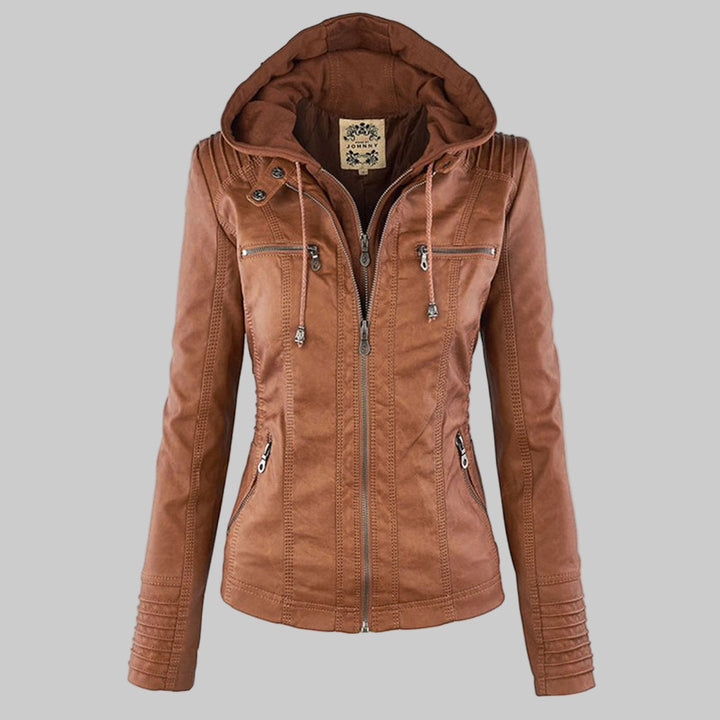 Callista hooded moto jacket