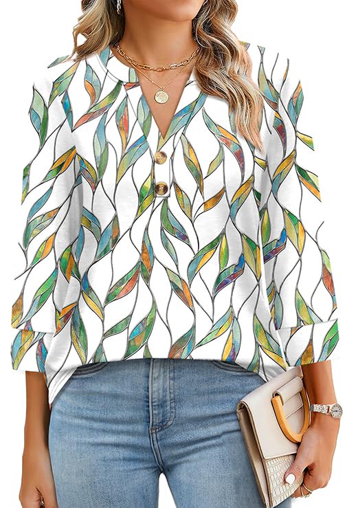 Blouse Boutonnée V-Neck Imprimé Floral Boho
