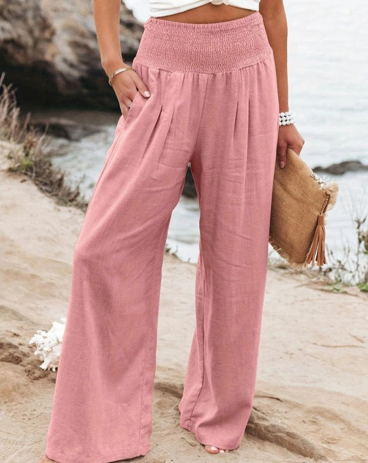 Ubud - Pantalons en coton taille haute