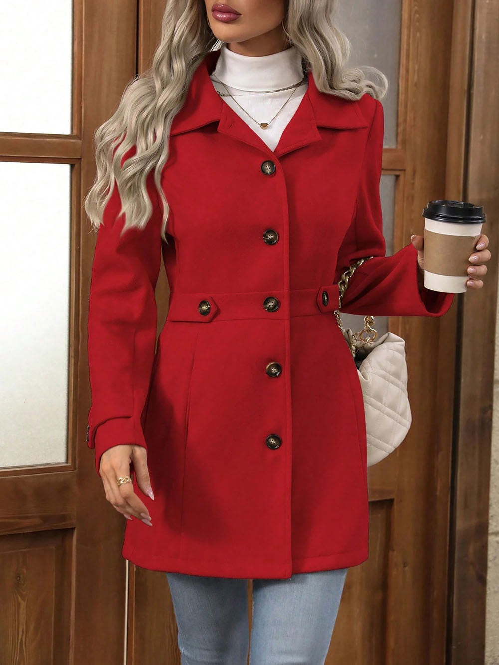 MAREN™ – Manteau Boutonné Coupe Tailleur