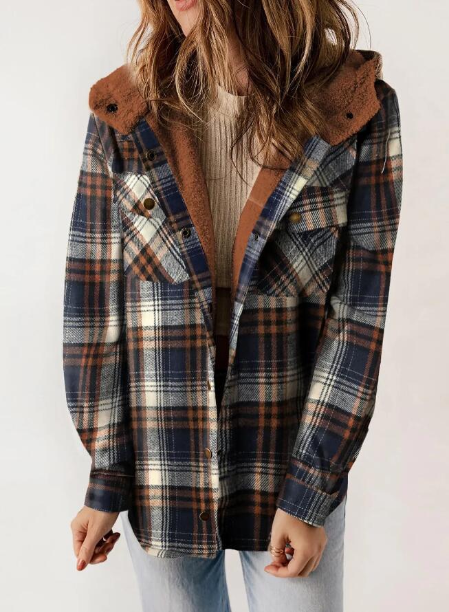 LIVIA™ – Veste à Carreaux avec Capuche pour Femmes