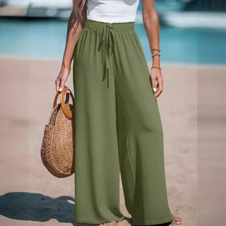 Pantalons larges légers pour femmes, taille élastique confortable avec cordon