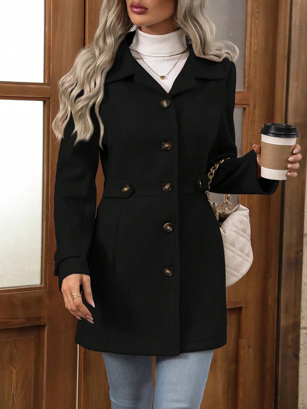 MAREN™ – Manteau Boutonné Coupe Tailleur