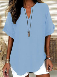 GENNEVA™ – Casual Plain Short Sleeve Blouse