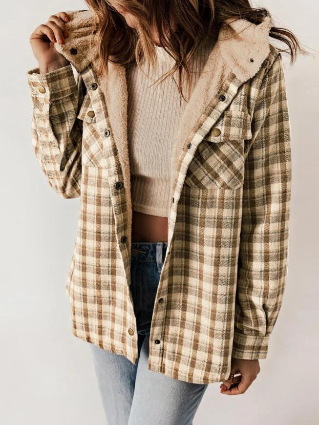 LIVIA™ – Veste à Carreaux avec Capuche pour Femmes