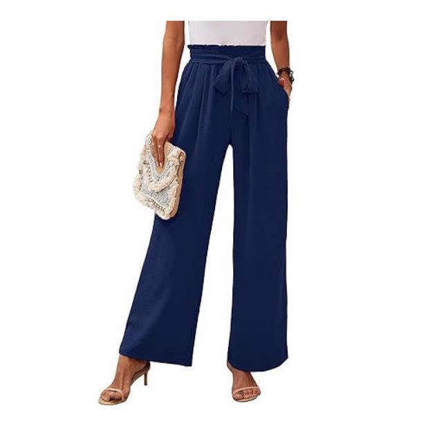 Lina™ – Pantalon large taille haute à ceinture nouée doux et élégant