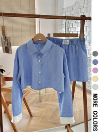EMERSYN™ - Casual Collared Long-Sleeve Co-Ord Set