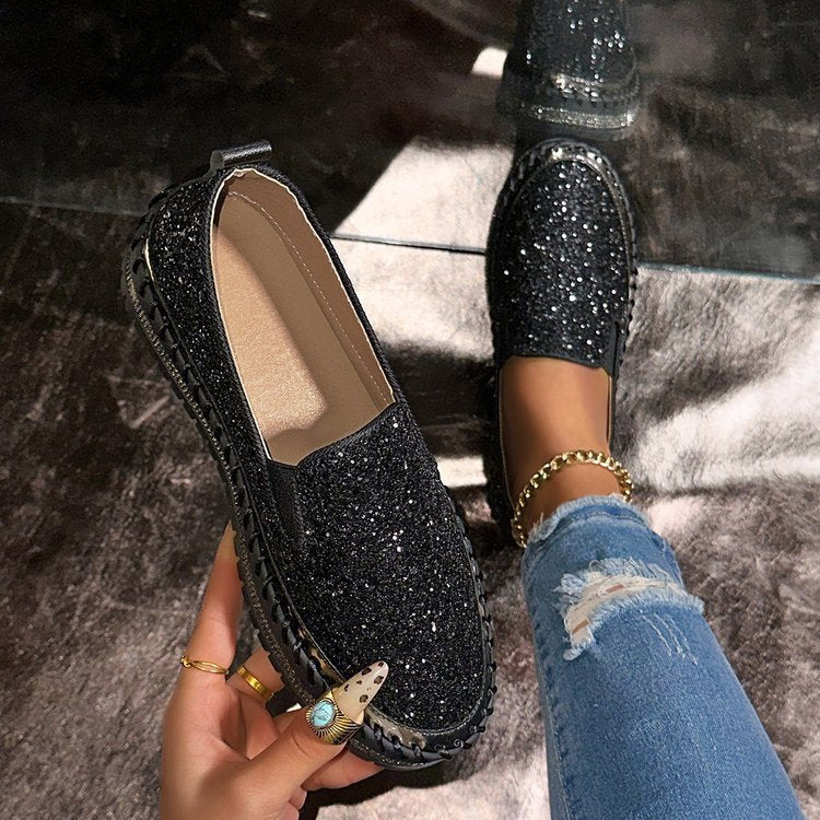 JAMILA™ - Mocassins à Enfiler Décorés de Paillettes Chic