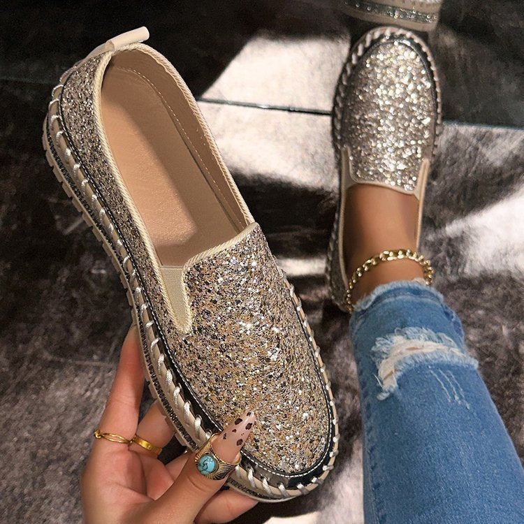 JAMILA™ - Mocassins à Enfiler Décorés de Paillettes Chic