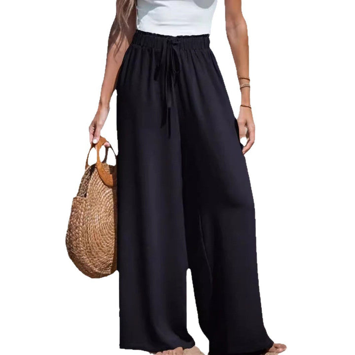 Pantalons larges légers pour femmes, taille élastique confortable avec cordon