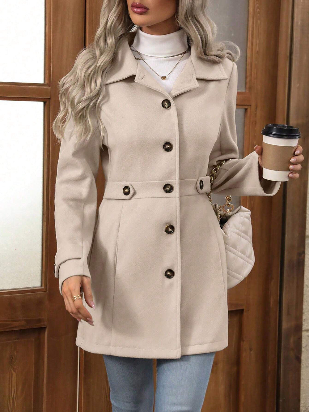 MAREN™ – Manteau Boutonné Coupe Tailleur