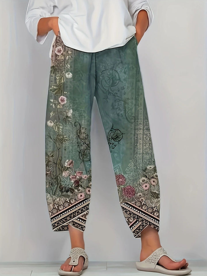 Pantalons larges à imprimé floral pour femmes, coupe décontractée