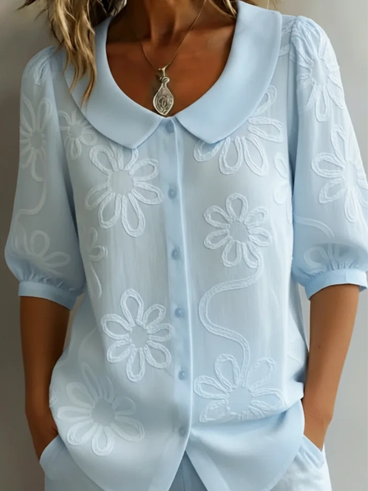 Sara – Blouse à fleurs brodées