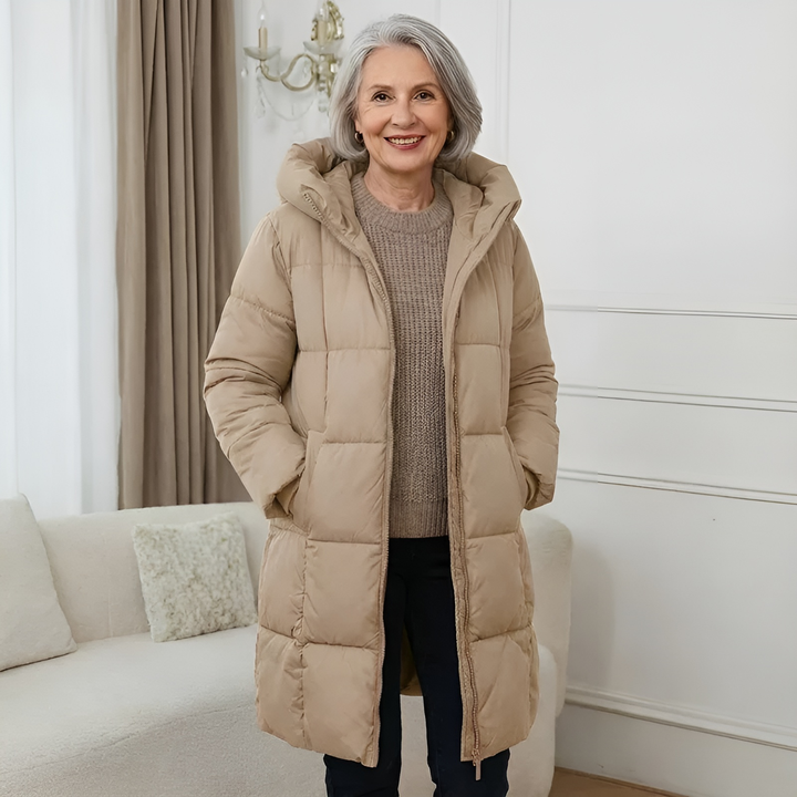 Eponina – Manteau Long Matelassé Avec Capuche