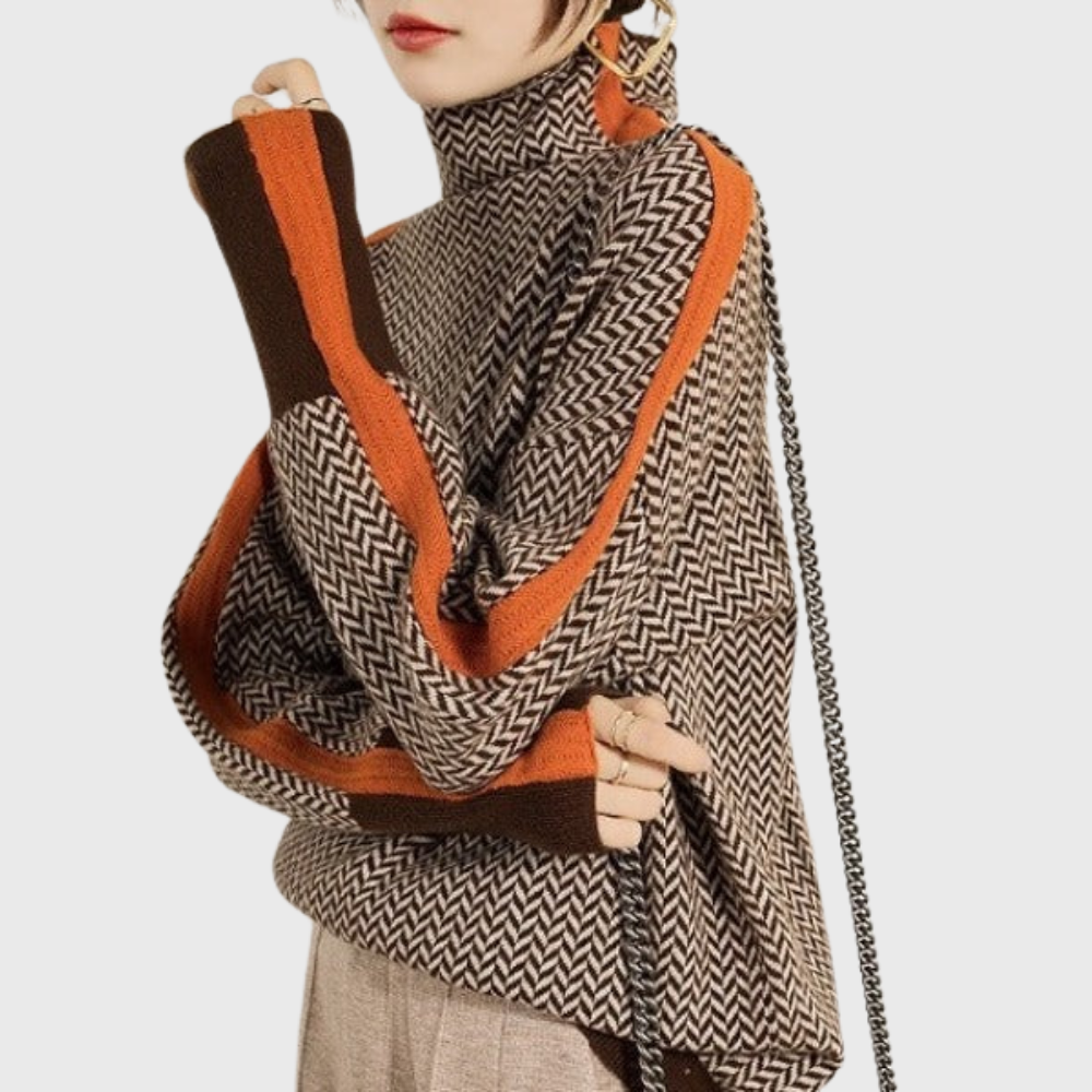 Kinga™ | Pull Col Roulé Rayé
