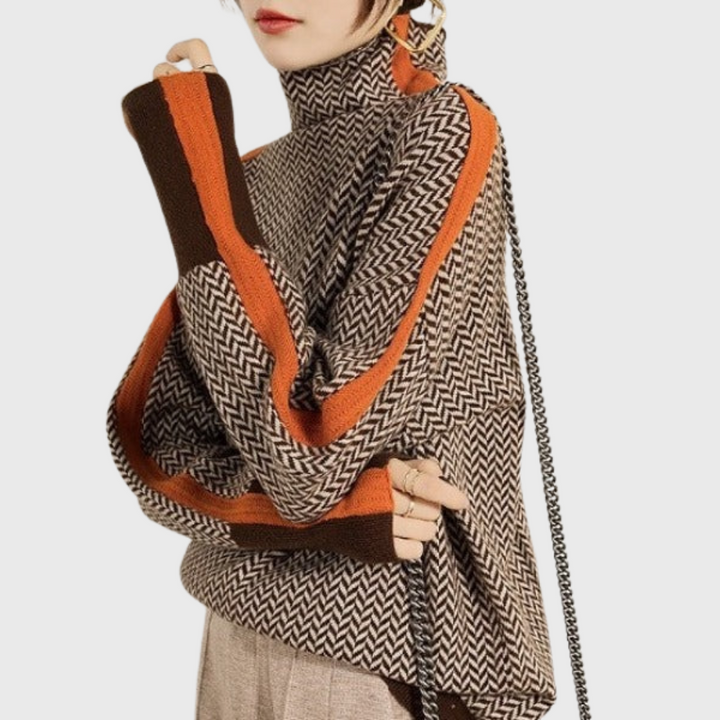 Kinga™ | Pull Col Roulé Rayé