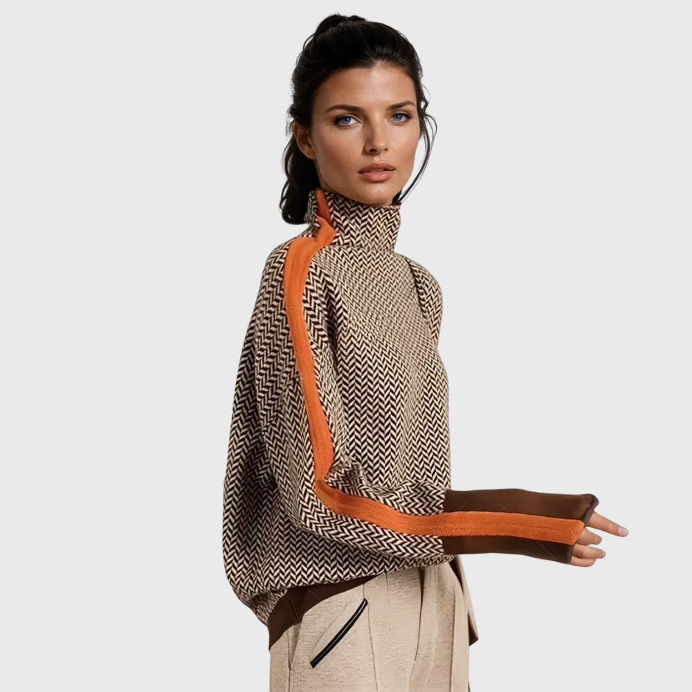 Kinga™ | Pull Col Roulé Rayé
