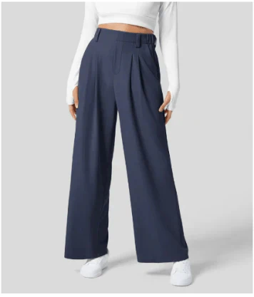Pantalons Wide-Leg Taille Haute | Plis Avant Tailleur | Silhouette Flottante