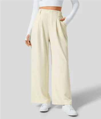 Pantalons Wide-Leg Taille Haute | Plis Avant Tailleur | Silhouette Flottante