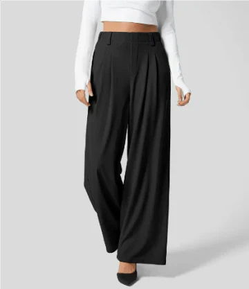 Pantalons Wide-Leg Taille Haute | Plis Avant Tailleur | Silhouette Flottante