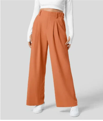 Pantalons Wide-Leg Taille Haute | Plis Avant Tailleur | Silhouette Flottante