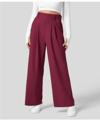 Pantalons Wide-Leg Taille Haute | Plis Avant Tailleur | Silhouette Flottante